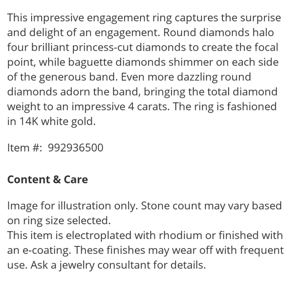 4ct Engagement Zales ring - Picture 4 of 5